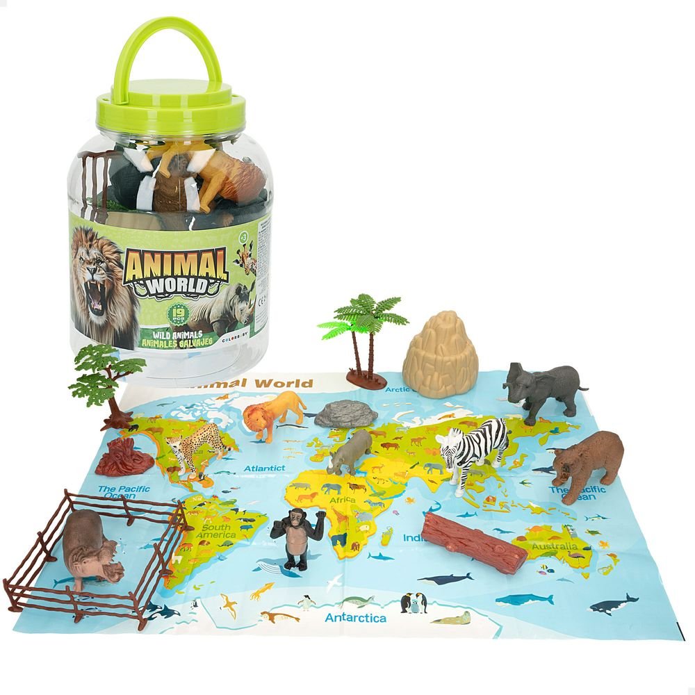 Bote 19 Animales Jungla Animal World con accesorios Marca Colorbaby
