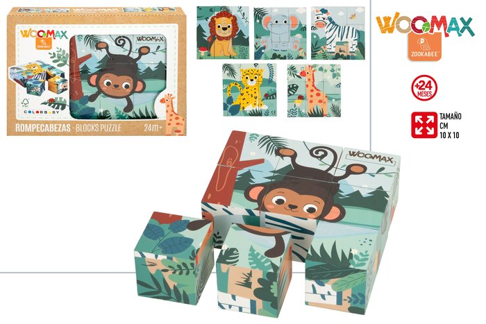 ROMPECABEZAS DE ANIMALES 10X10 CM WOOMAX ZOOKABEE | COLORBABY WOOMAX | 1 UNIDAD | 8412842475700