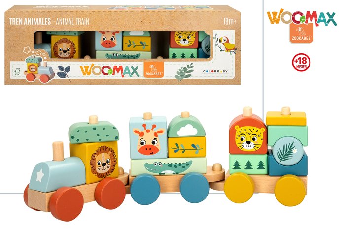 TREN MADERA ANIMALES WOOMAX ZOOKABEE | COLORBABY WOOMAX | 1 UNIDAD | 8412842475847