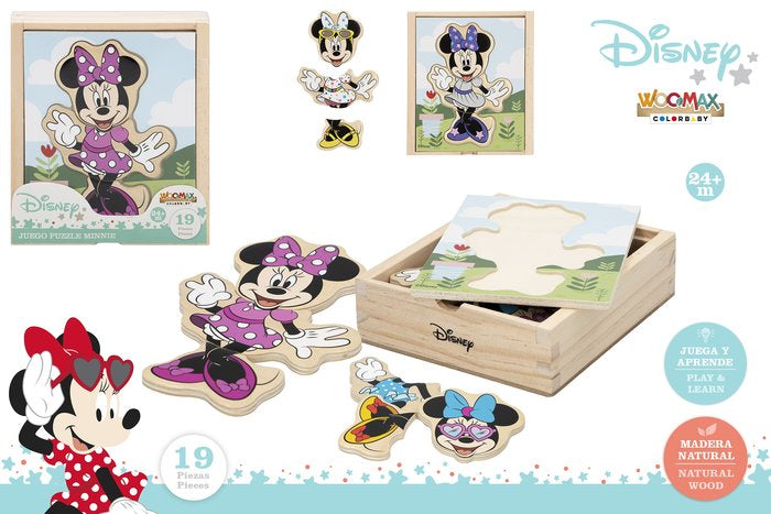 DISNEY PUZZLE MADERA TRAJES 19 PIEZAS WOOMAX MINNIE | COLORBABY WOOMAX | 1 UNIDAD | 8412842487246