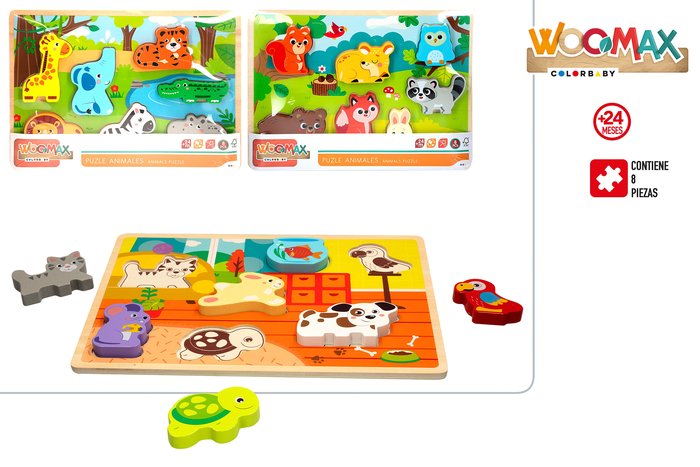 PUZZLE MADERA INSECTOS/MASCOTAS/ANIMALES WOOMAX 3 SURTIDO | COLORBABY WOOMAX | 1 UNIDAD | 8412842496798