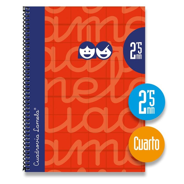 Cuaderno Espiral 4º 80H 70G 2,5 mm Rojo Cuadrovía Extra Dura Lamela