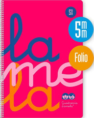 ✅ BLOC LAMELA 5MM ESPIRAL MUELLE FOLIO 80H 90GR CUADROVIA PLASTIC ROSA