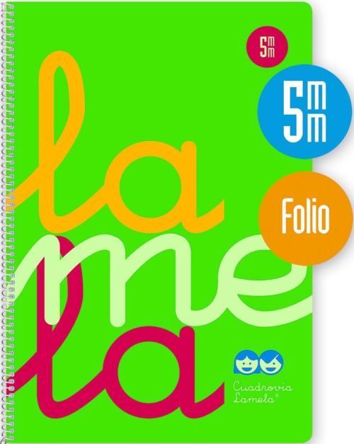 ✅ BLOC LAMELA 5MM ESPIRAL MUELLE FOLIO 80H 90GR CUADROVIA PLASTIC VERDE