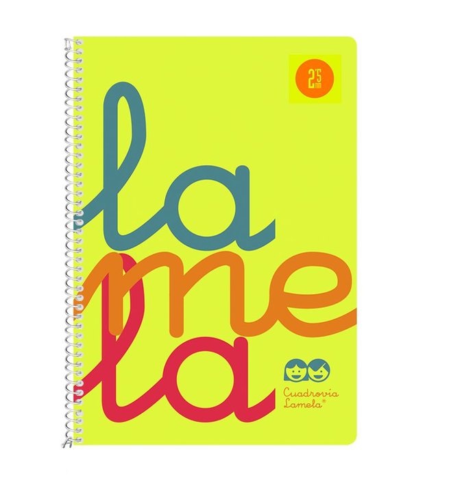 Cuaderno espiral 4º 80 hojas 90g 2,5mm amarillo cuadrovia polipropileno flúor