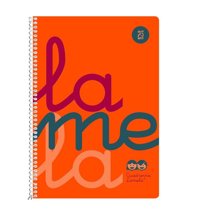 Cuaderno espiral 4º 80 hojas 90g 2,5mm naranja cuadrovia polipropileno flúor