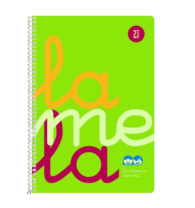 Cuaderno espiral 4º 80 hojas 90g 2,5mm verde cuadrovia polipropileno flúor