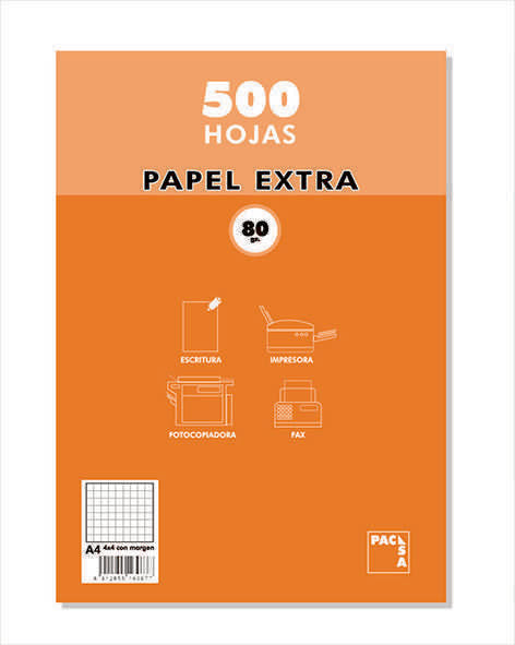 Paquete A4 500H 80 g Cuadricula 4x4 Pacsa