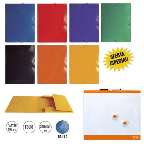 Pack 10 Carpetas Gomas y Solapas Cartón SENFORT