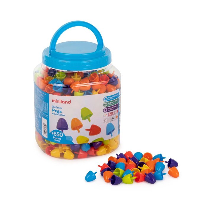 Bote Pegs 20 mm 650 Piezas Miniland