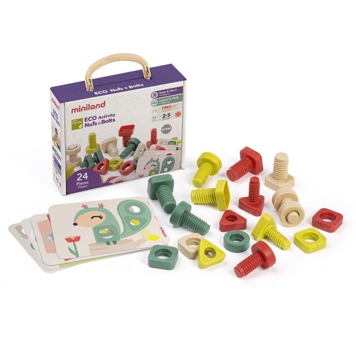 JUEGO ENROSCAR ACTIVIDADES NUTS & BOLTS ECOLOGICO | MINILAND | 1 UNIDAD | 8413082322557