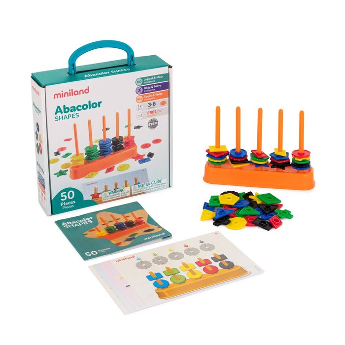 JUEGO ABACOLOR SHAPES 50 PIEZAS | MINILAND | 1 UNIDAD | 8413082453107