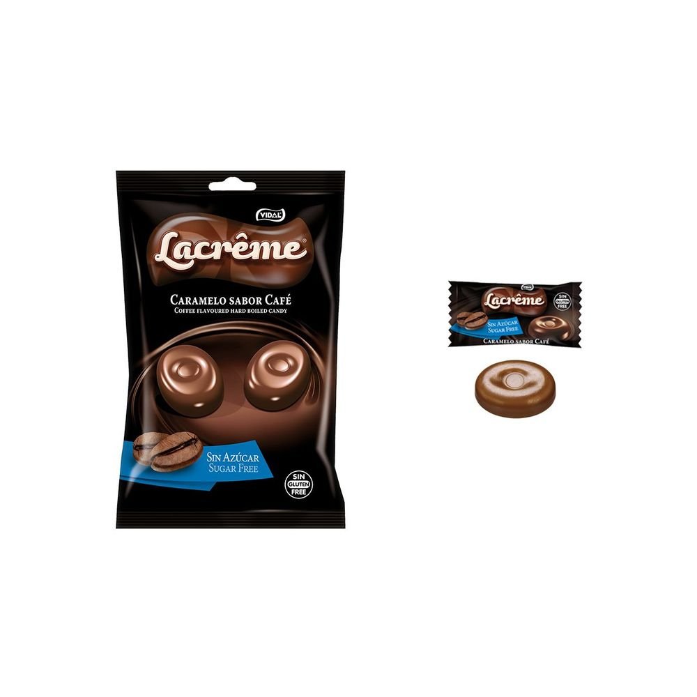BOLSA CARAMELOS LA CREME CAFE SIN AZUCAR 80 GR | VIDAL GOLOSINAS | ENVASE 12 UDS. UNIDAD | 18413178266779 Imagen principal del producto