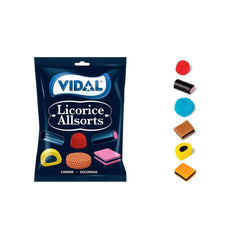 BOLSA CARAMELOS MASTICABLES LICORICES ALLSORTS 90GR | VIDAL GOLOSINAS | ENVASE 14 UDS. UNIDAD | 18413178339299