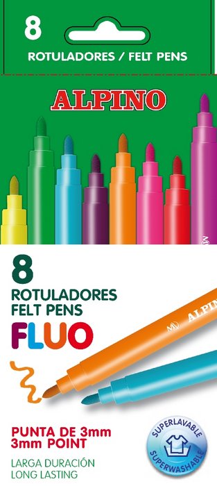 Estuche 8 Unidades Rotuladores Alpino Fluor Imagen principal del producto