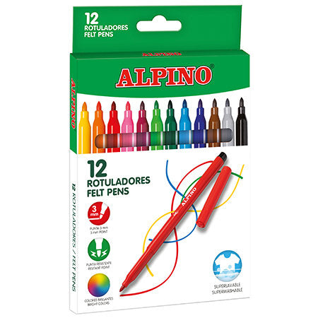 Rotulador Alpino 12 Colores Surtidos | Alpino | Pack 12 Unidades Imagen principal del producto