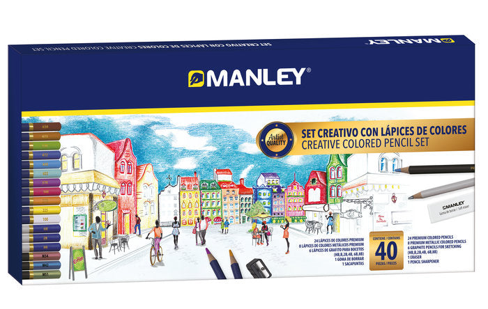 SET CREATIVOS MANLEY 40 LAPICES DE COLORES | 1 UNIDADES | (MANLEY PRODUCTOS, S,A,)