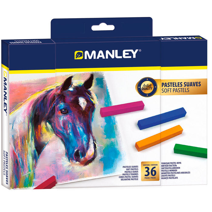 Estuche 36 barras pastel suave colores surtidos Manley