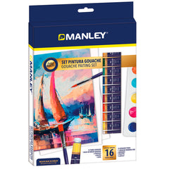 SET CREATIVO MANLEY TEMPERA GOUCHE 16 PIEZAS | 1 UNIDADES | (MANLEY PRODUCTOS, S,A,)