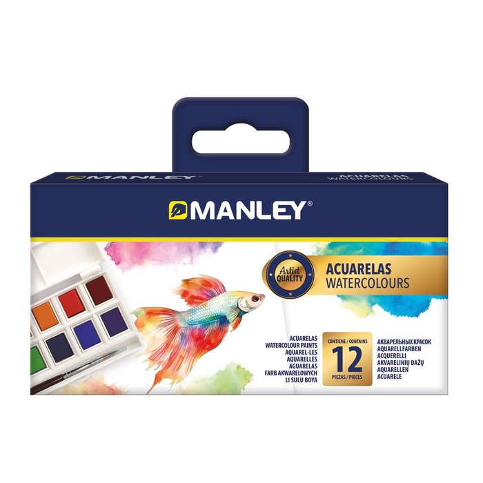 ACUARELAS MANLEY 12 COLORES + PINCEL | 1 UNIDADES | (MANLEY PRODUCTOS, S,A,) Imagen principal del producto