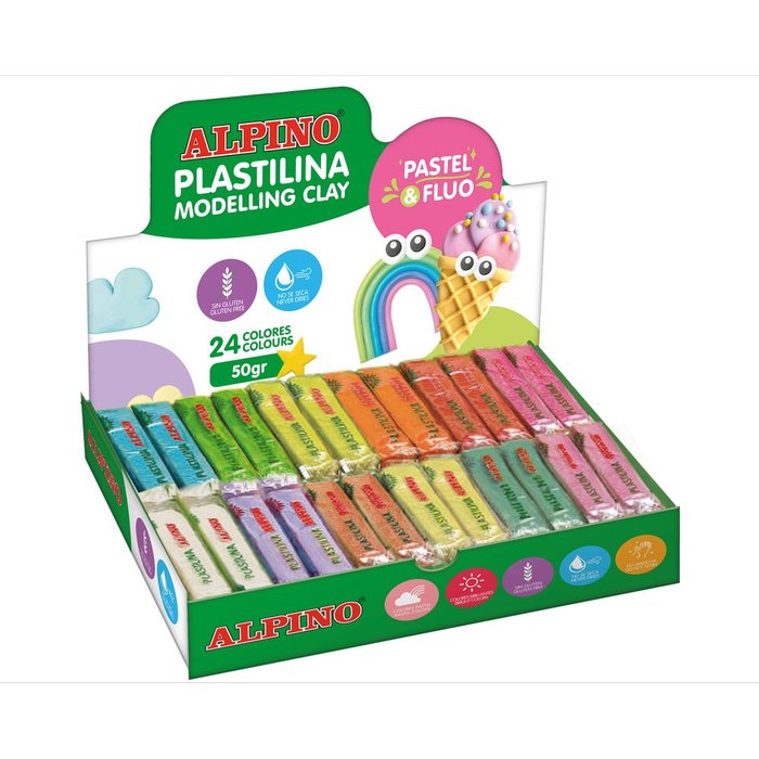 Plastilina Alpino 50 g Colores Pastel y Fluor Imagen principal del producto