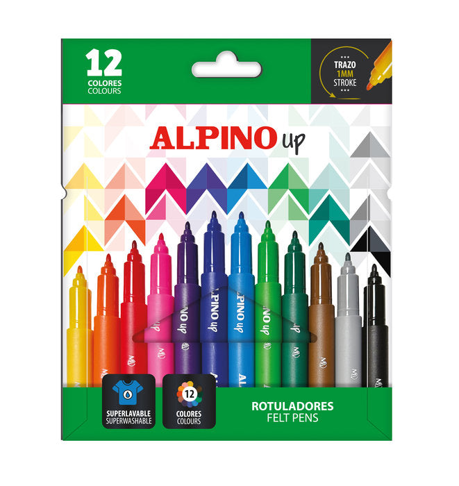 Estuche 12 rotuladores Alpino Up Punta 1,0 mm Colores Surtidos