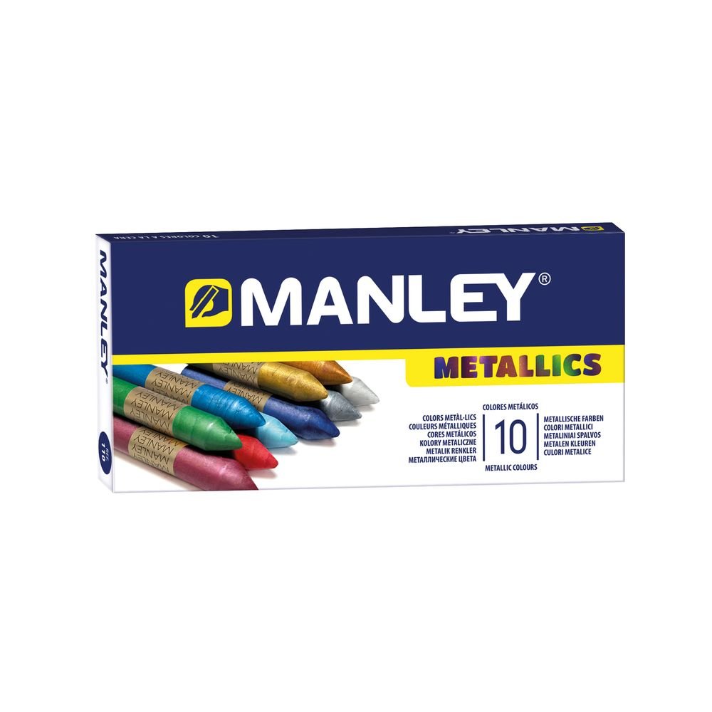 Estuche 10 ceras Manley blandas colores metalizados Marca Manley