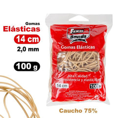 BOLSA 100G GOMA ELASTICA 2MM X 14CM FIXO | 1 UNIDADES | (GRAFOPLAS)