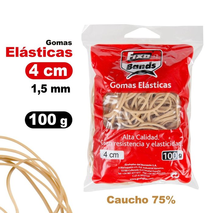 BOLSA 100G GOMA ELASTICA 1,5MM X 4CM FIXO | 1 UNIDADES | (GRAFOPLAS)