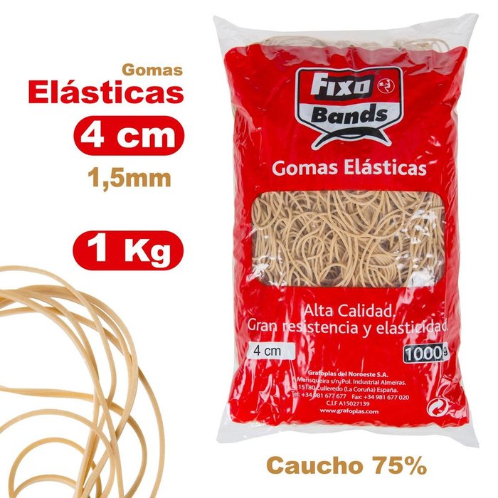 GOMAS ELASTICAS 1,5 MM X 4 CM FIXO BOLSA 1 KG | 1 UNIDADES | (GRAFOPLAS) Imagen principal del producto