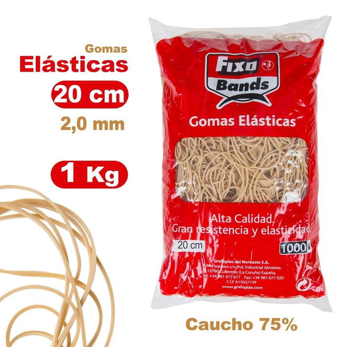 BOLSA 1000G GOMA ELASTICA 2MM X 20CM FIXO | 1 UNIDADES | (GRAFOPLAS) Imagen principal del producto