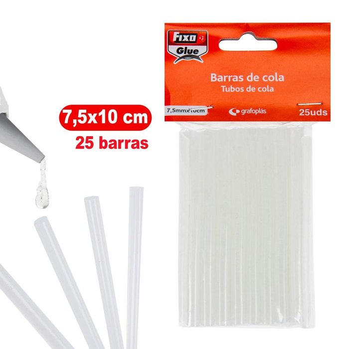 Bolsa 25 recambios barra silicona 7,5mm transparente