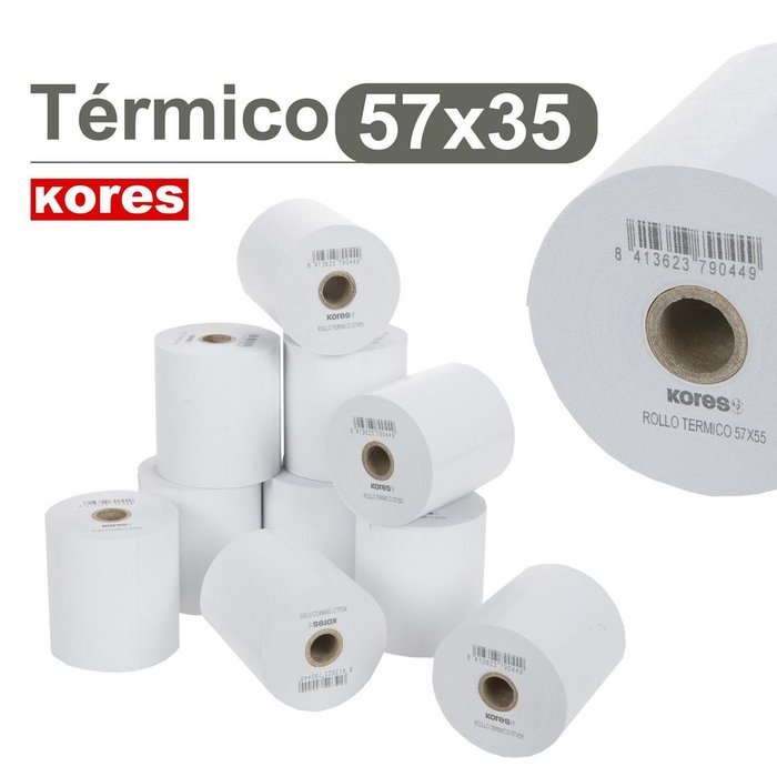 Rollo Térmico 57x35x12 mm sin Bisfenol KORES 12,5 m Imagen principal del producto