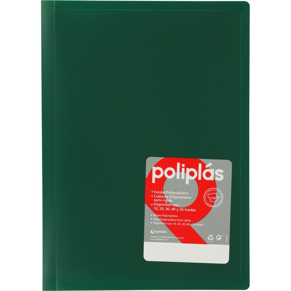 Carpeta de Fundas Soldadas Opacas Verde GRAFOPLAS Pack 10 Imagen principal del producto