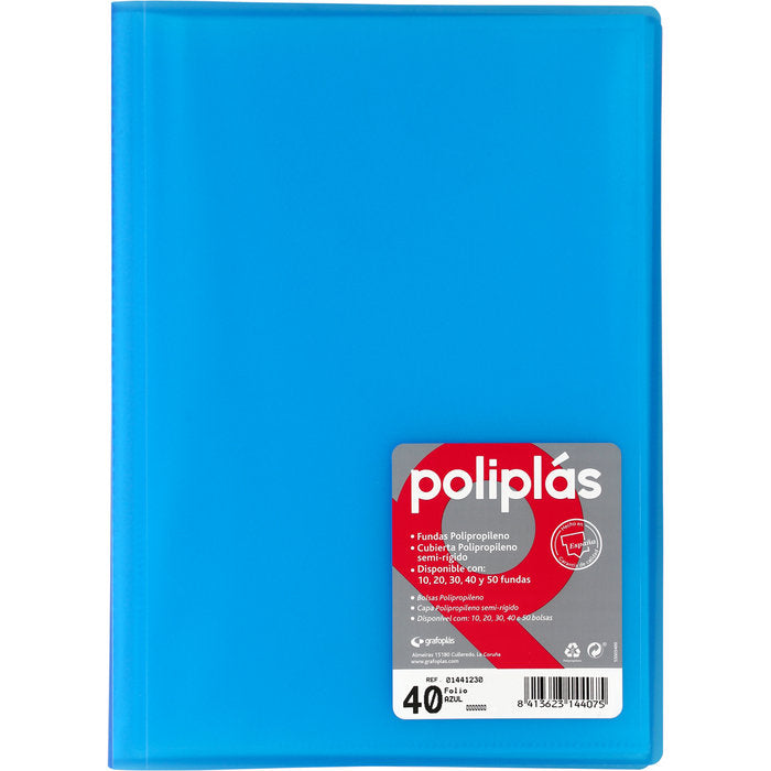 Carpeta Fº 40 Fundas Soldadas Translucidas Azul