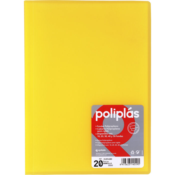 Carpeta Fº 20 Fundas Soldadas Translucidas Amarillo GRAFOPLAS