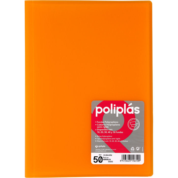 Carpeta Fundas Soldadas Translucidas Naranja GRAFOPLAS Pack 50 Imagen principal del producto
