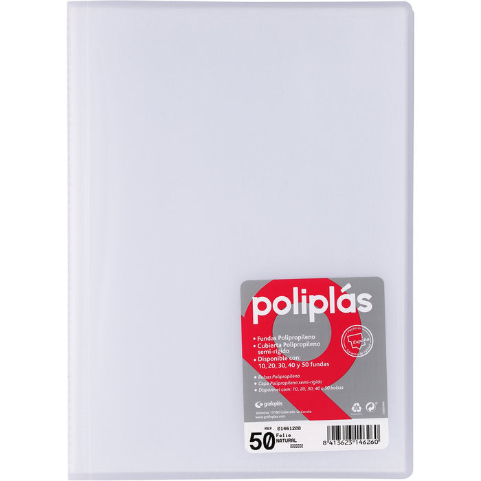 Carpeta Fº 50 Fundas Soldadas Translucidas Natural GRAFOPLAS