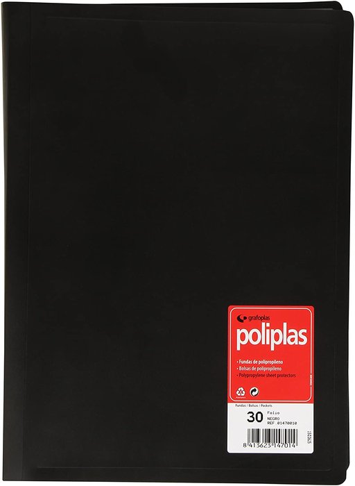 CARPETA 30 FUNDAS POLIPLAS FOLIO NEGRO | 1 UNIDADES | (GRAFOPLAS) Imagen principal del producto