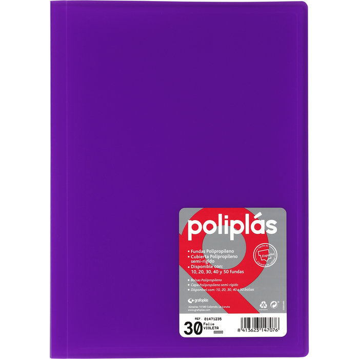 Carpeta Fº 30 Fundas Soldadas Translucidas Violeta