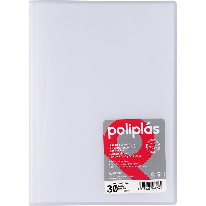 Carpeta Fº 30 Fundas Soldadas Translucidas Natural