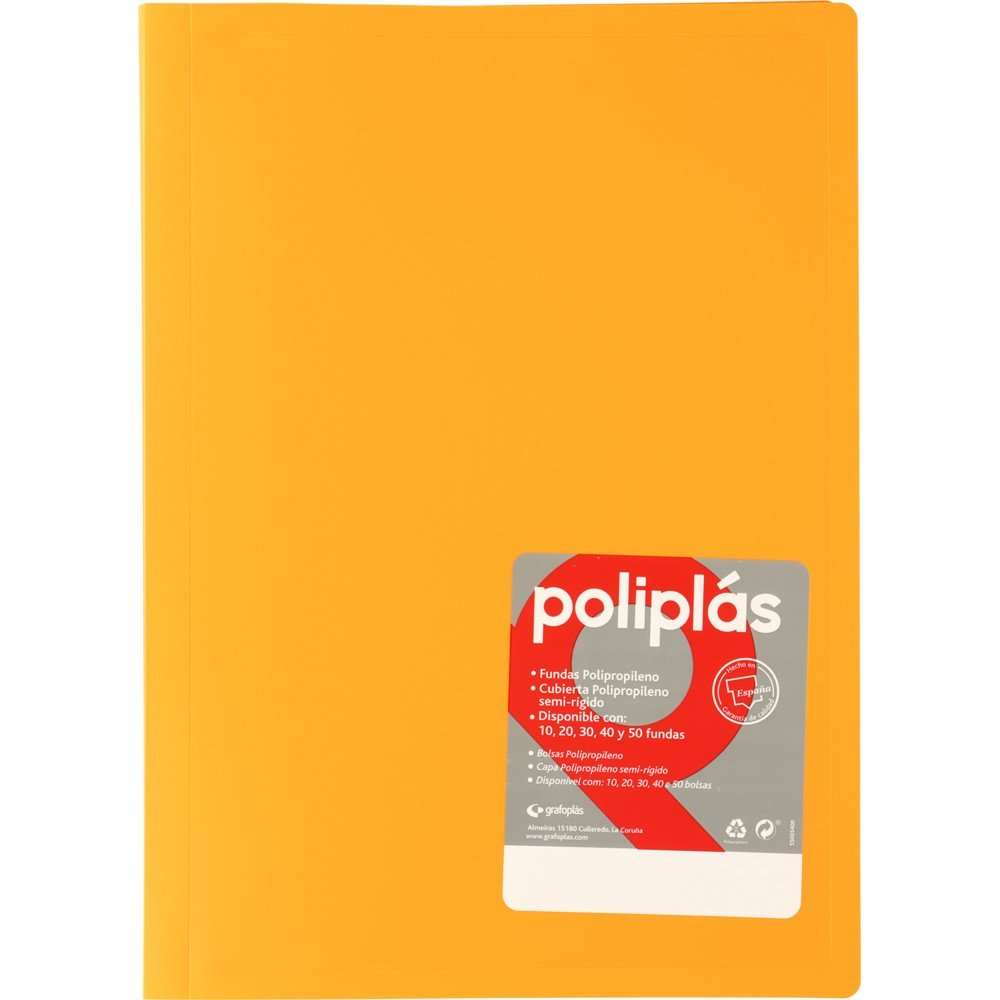 CARPETA POLIPLAS 50 FUNDAS DIN A4 MANDARINA | 1 UNIDADES | (GRAFOPLAS) Imagen principal del producto
