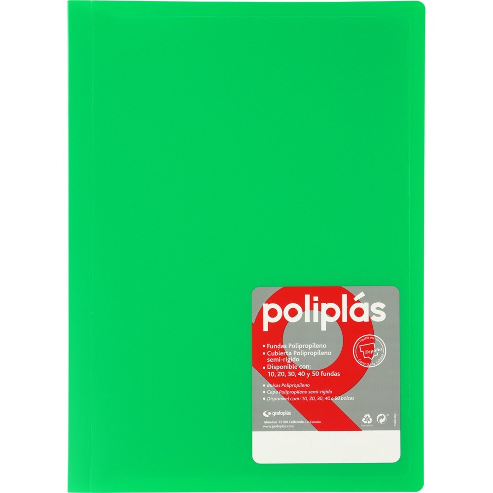 Carpeta de Fundas Soldadas Opacas Verde Claro GRAFOPLAS