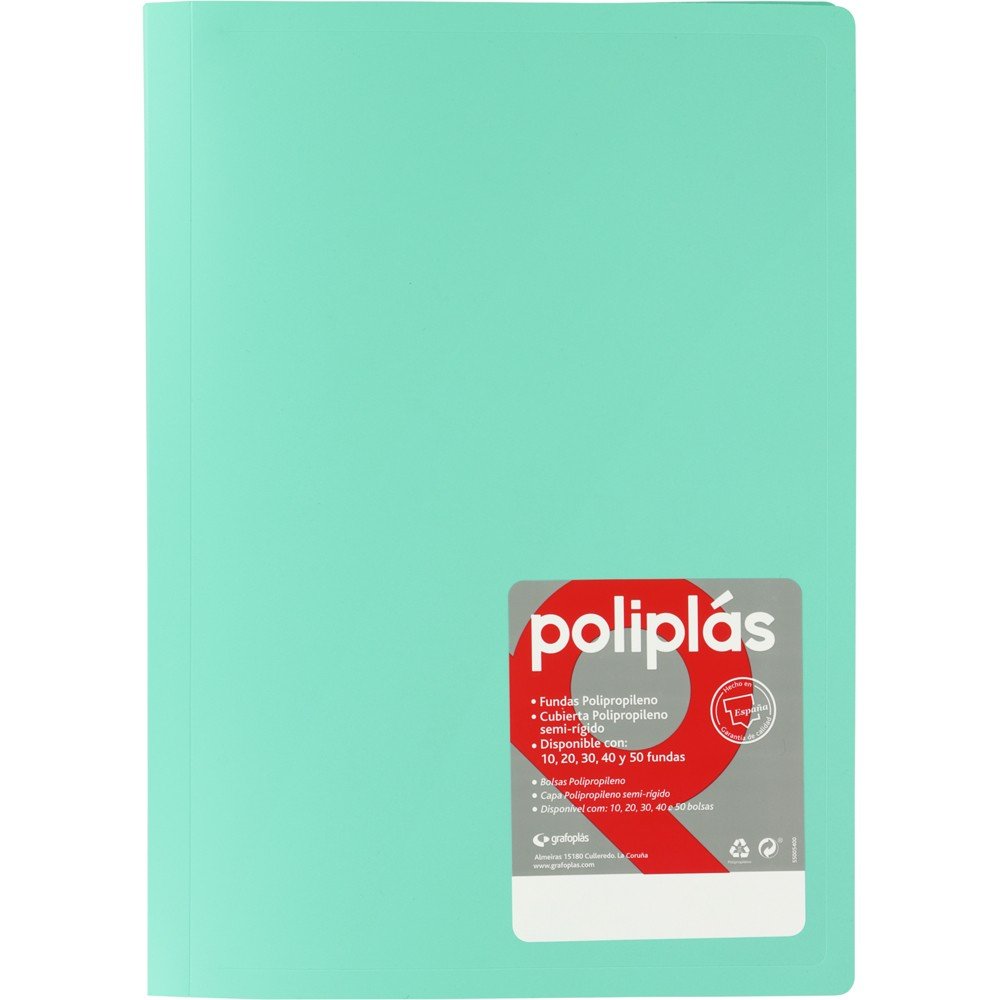 Carpeta Funda Soldada Verde Agua GRAFOPLAS Pack 10 Imagen principal del producto