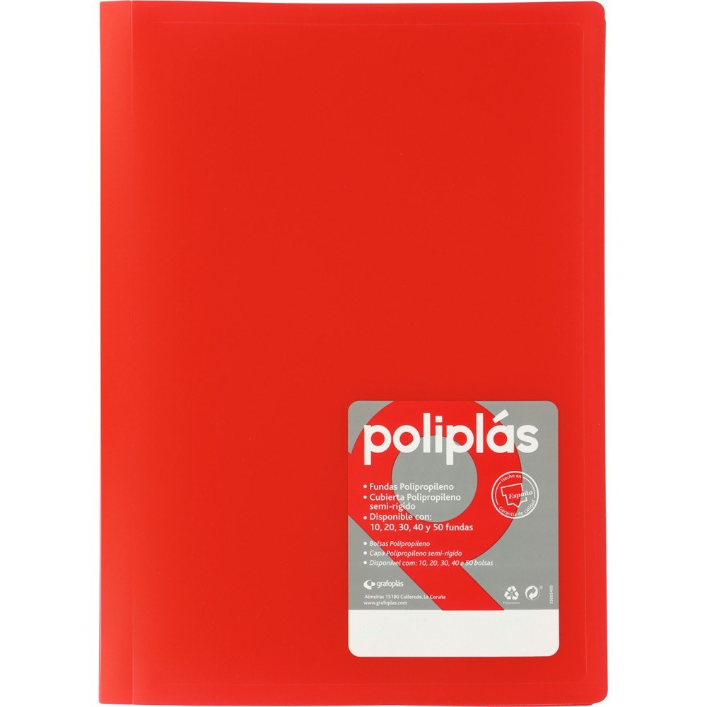 Carpeta Fº 10 Fundas Soldadas Opacas Rojo Poliplas