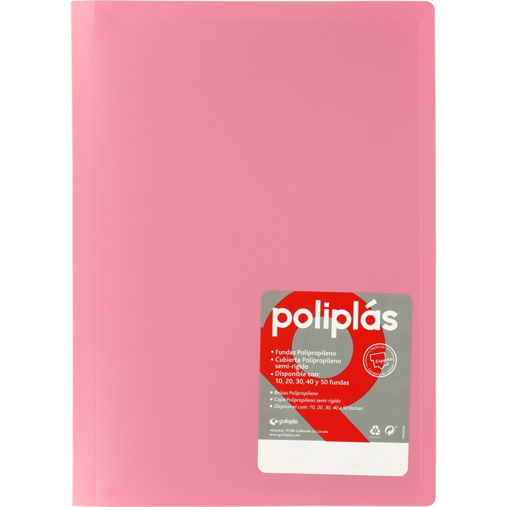 Carpeta Fº 10 Fundas Soldadas Opacas Rosa Poliplas