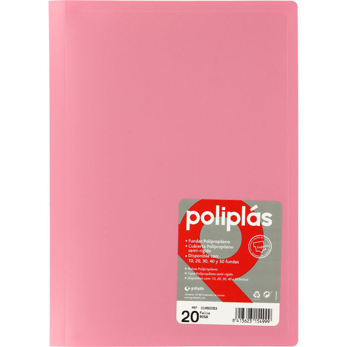 Carpeta Fº 20 Fundas Soldadas Opacas Rosa GRAFOPLAS