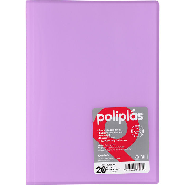 Carpeta Fº 20 Fundas Soldadas Translucidas Lavanda Soft