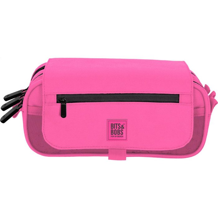 PORTATODO TRIPLE CON SOLAPA B&B FLUOR PASTEL ROSA | GRAFOPLAS DISEÑO