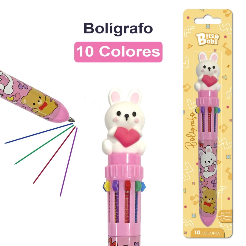 Blister 1 Bolígrafo 10 Colores Tinta Aceite BITS&BOBS Imagen principal del producto